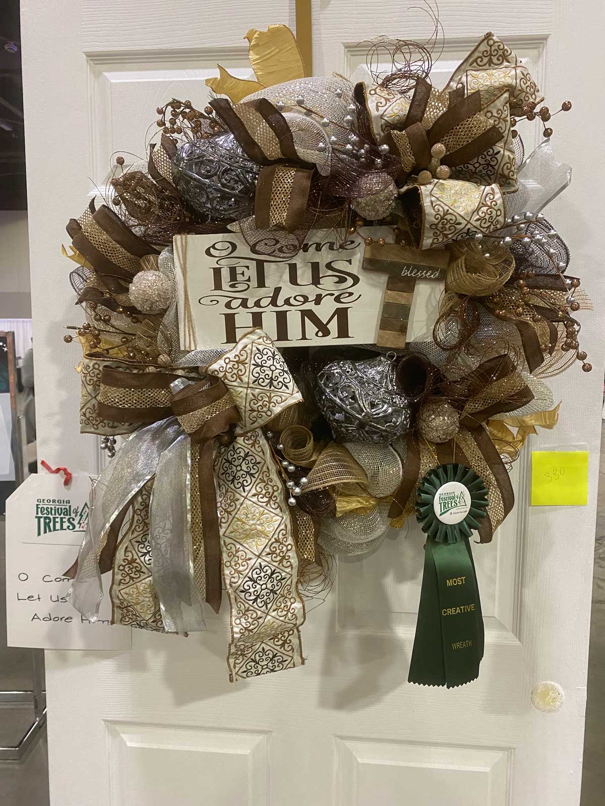 Most Creative - Wreath<br>“O Come Let Us Adore Him” by Ginger Balthazar